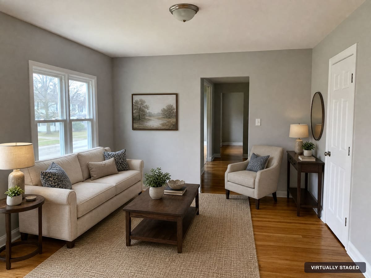The same room virtually staged